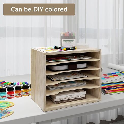 PUNCIA الخشب مكتب ملف منظم سطح المكتب ورقة تخزين الرسالة صينية حامل ملف قابل للتكديس للمنزل مكتب البريد فارز وثيقة كتاب مجلة تخزين الرف in Kuwait