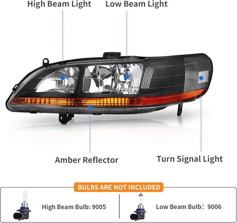 DWVO Headlights Assembly Compatible with 94-97 1994 1995 1996 1997 Accord Headlamp Replacement Pair Driver and Passenger Side in Kuwait