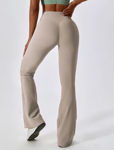 ABOCIW Womens Crossover Ribbed Flare Leggings High Waisted Bootcut Yoga Pants Tummy Control Gym Workout Gym Leggings in Saudi Arabia