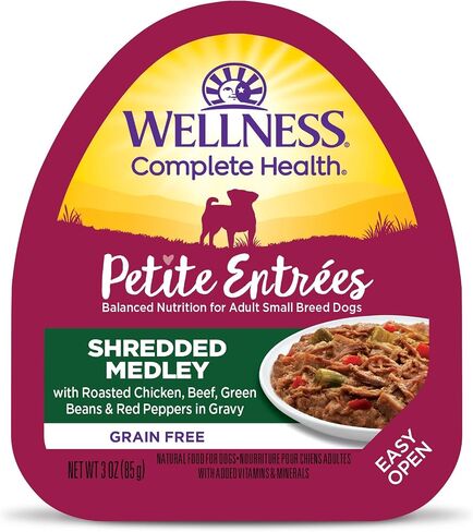 Wellness 3 Oz Grain Free Natural Wet Small Breed Roasted chicken, beef, green beans & Red Peppers. (12 Pack), One Size in Saudi Arabia