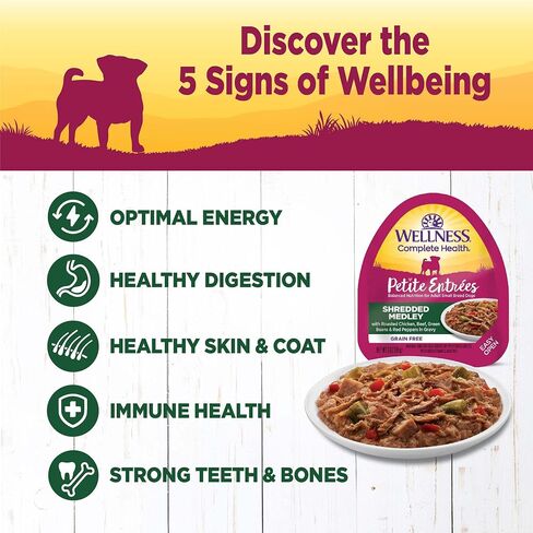 Wellness 3 Oz Grain Free Natural Wet Small Breed Roasted chicken, beef, green beans & Red Peppers. (12 Pack), One Size in Saudi Arabia