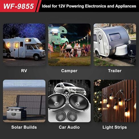 WF-9855 55 أمبير محول طاقة مثبت على سطح السفينة/استبدال الشاحن لسلسلة RV Trailer Camper 9800، متوافق مع محول الطاقة WF-9855-AD، WF-9855-LIS، WF-9855-MBA، WF-9855-AD-MBA in Kuwait