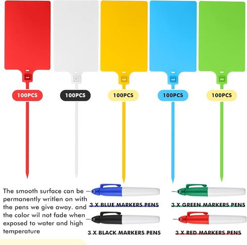 500 Pcs Plastic Tags Bulk Shipping Tags Waterproof Tags for Labeling Shipping Labels Writable Marker Ties Hanging Tags Storage Tag with 12 Pcs Markers Pens and 100 Pcs Sticker Labels in Saudi Arabia