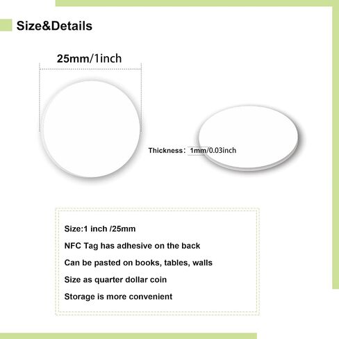100Pcs NFC Tags, NTAG215 NFC Tags Blank White Card NFC Stickers NFC Coin Cards Compatible with TagMo and Amiibo with Adhesive Back NFC Enabled Mobile Phones for Easy Fixing and Storage Box (1 inch) in Saudi Arabia