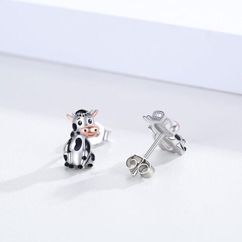 Animal Stud Earrings 925 Sterling Silver Butterfly/Unicorn /Yorkie/Beagle/Axolotl/Frog/Highland Cow/Cow/Panda/Dog/Dino/Cat/Beagle/Schnauzer/Hedgehog/Sloth Animal Jewelry Christmas Gifts for Women in Saudi Arabia