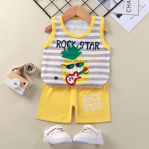 Toddler Baby Boy Summer Clothes Sleeveless Tank Tops+Shorts Outfits Dinosaur Printed Casual Shorts Set Clothing in Saudi Arabia