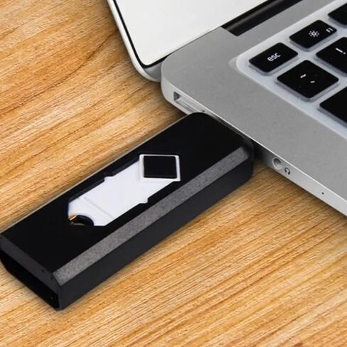2 قطعة ولاعة إلكترونية صغيرة USB قابلة للشحن ولاعة الإشعال ضد الرياح عديمة اللهب خفيفة الوزن (أبيض) in Kuwait