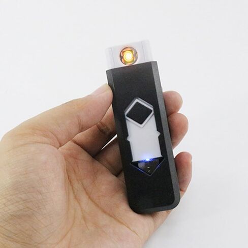 2 قطعة ولاعة إلكترونية صغيرة USB قابلة للشحن ولاعة الإشعال ضد الرياح عديمة اللهب خفيفة الوزن (أبيض) in Kuwait