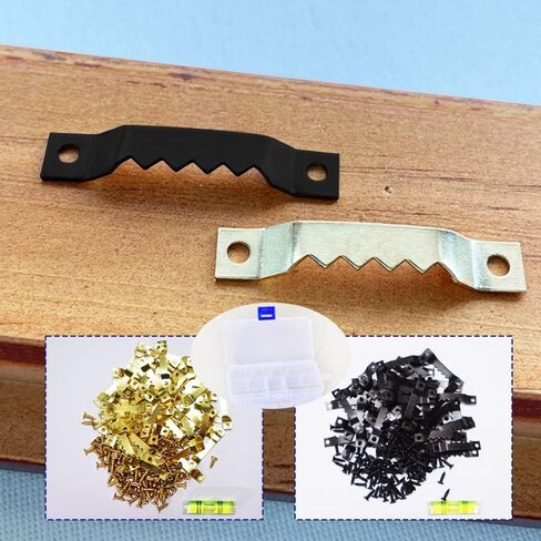 70 قطعة شماعات صور صغيرة سوداء مسننة و140 قطعة طقم براغي من الصلب لتعليق الصور لتعليق الصور واللوحات والأعمال الفنية HE006-B in Kuwait