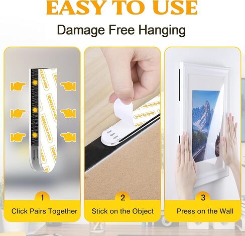 شرائط تعليق الصور من EMITEVER شديدة التحمل، شماعات صور معلقة خالية من التلف للجدران، مجموعة تعليق الصور، خطافات تعليق بدون أظافر، شرائط حائط لاصقة سوداء 20 زوجًا (40 شريطًا) in Kuwait