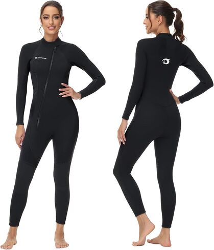 Owntop 3/2MM Full Wetsuit Womens Mens | Upgraded CR Neoprene | Front Zip | Ultra Stretch & Warm | Diving Kayaking Surfing Snorkeling - Water Sports in Saudi Arabia