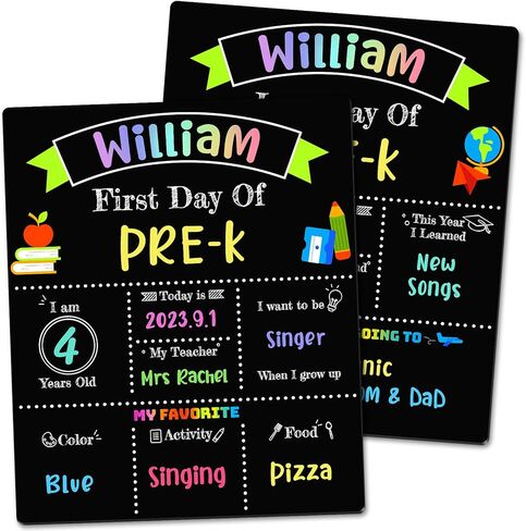 سبورة اليوم الأول والأخير للمدرسة، لافتة مزدوجة الجوانب للعودة إلى المدرسة مقاس 10 × 12 بوصة للأطفال/الفتيات/الأولاد، دعامات صور خشبية قابلة لإعادة الاستخدام في اليوم الأول لمرحلة ما قبل المدرسة/رياض الأطفال in Kuwait