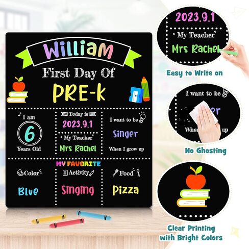 سبورة اليوم الأول والأخير للمدرسة، لافتة مزدوجة الجوانب للعودة إلى المدرسة مقاس 10 × 12 بوصة للأطفال/الفتيات/الأولاد، دعامات صور خشبية قابلة لإعادة الاستخدام في اليوم الأول لمرحلة ما قبل المدرسة/رياض الأطفال in Kuwait
