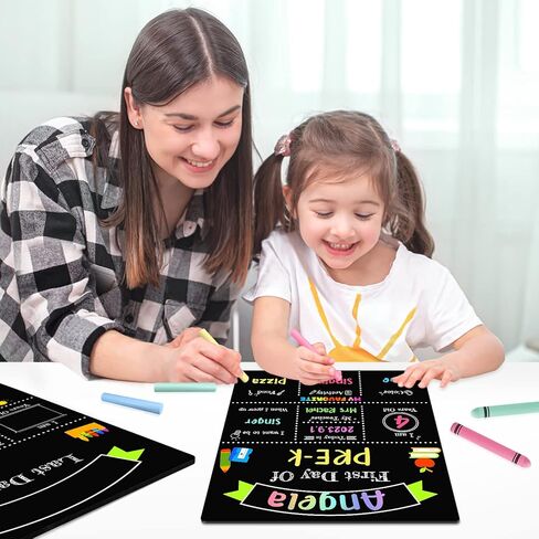 سبورة اليوم الأول والأخير للمدرسة، لافتة مزدوجة الجوانب للعودة إلى المدرسة مقاس 10 × 12 بوصة للأطفال/الفتيات/الأولاد، دعامات صور خشبية قابلة لإعادة الاستخدام في اليوم الأول لمرحلة ما قبل المدرسة/رياض الأطفال in Kuwait