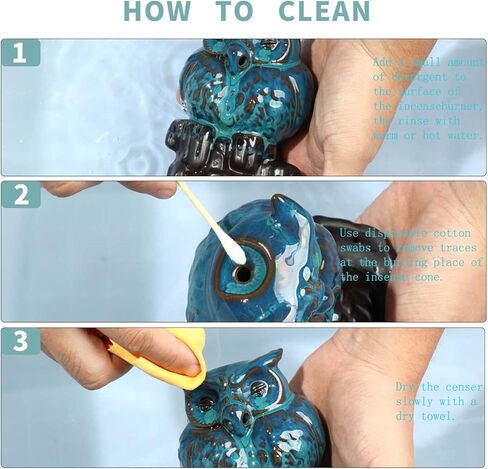 البومة ارتداد البخور الموقد شلال حامل البخور لطيف الحيوان حامل البخور مع 20 مخاريط البخور 30 ​​البخور العصي in Kuwait