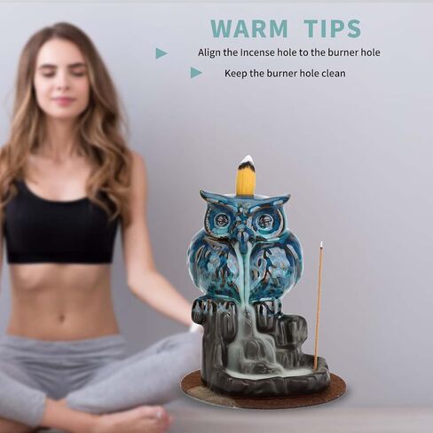 البومة ارتداد البخور الموقد شلال حامل البخور لطيف الحيوان حامل البخور مع 20 مخاريط البخور 30 ​​البخور العصي in Kuwait