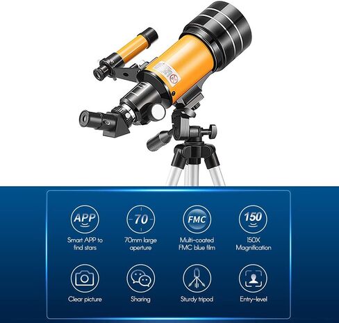 Andoer 15X-150X 70mm Large Aperture Astronomic Refracting Monocular Telescope with Tripod Eyepiece Dust Cover Teleconverter Finder Scope for Star Gazing Bird Watching in Saudi Arabia