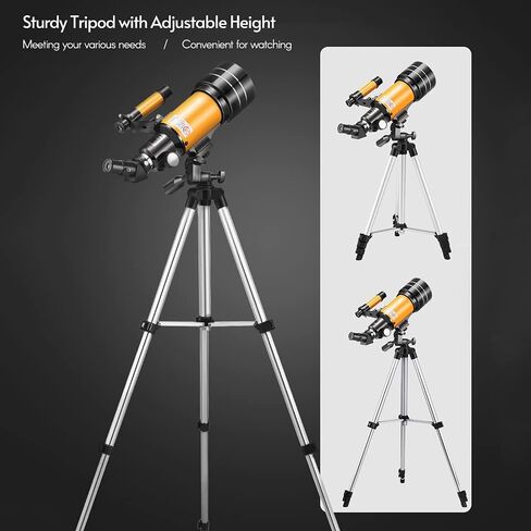 Andoer 15X-150X 70mm Large Aperture Astronomic Refracting Monocular Telescope with Tripod Eyepiece Dust Cover Teleconverter Finder Scope for Star Gazing Bird Watching in Saudi Arabia