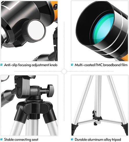 Andoer 15X-150X 70mm Large Aperture Astronomic Refracting Monocular Telescope with Tripod Eyepiece Dust Cover Teleconverter Finder Scope for Star Gazing Bird Watching in Saudi Arabia