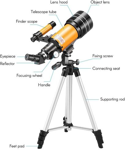Andoer 15X-150X 70mm Large Aperture Astronomic Refracting Monocular Telescope with Tripod Eyepiece Dust Cover Teleconverter Finder Scope for Star Gazing Bird Watching in Saudi Arabia