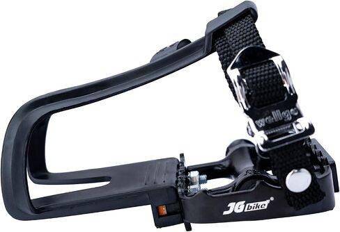 JGbike Bike Pedals with Toe Clips and Straps for Exercise Outdoor Cycling and Indoor Stationary Bike 9/16-Inch Spindle Alloy Bicycle Pedals Wellgo in Saudi Arabia