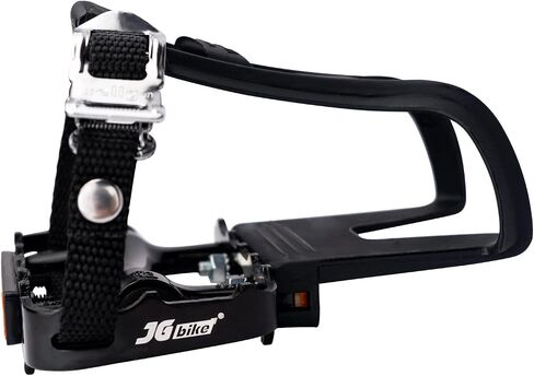 JGbike Bike Pedals with Toe Clips and Straps for Exercise Outdoor Cycling and Indoor Stationary Bike 9/16-Inch Spindle Alloy Bicycle Pedals Wellgo in Saudi Arabia