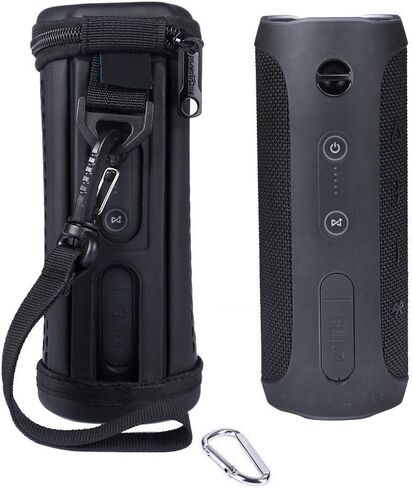 JBL Flip 4 Case, PU Carrying Sleeve Case Travel Pouch Bag Protective Cover for JBL Flip4 Waterproof Portable Bluetooth Speaker (Black) in Saudi Arabia