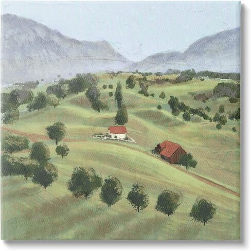 Stupell Industries Scenic Countryside Sloped Hills Distant Rural Cottages, Design by Ziwei Li in Saudi Arabia
