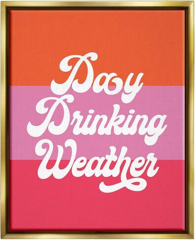 Stupell Industries Day Drinking Weather Summer Stripes Retro Typography, Design by Daphne Polselli in Saudi Arabia