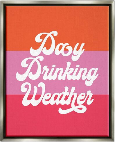 Stupell Industries Day Drinking Weather Summer Stripes Retro Typography, Design by Daphne Polselli in Saudi Arabia