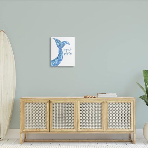 Stupell Industries Beach Please Blue Mermaid Tail Mandala Pattern، تصميم جاكي ديكر معرض ملفوف قماش 30 × 40 in Saudi Arabia