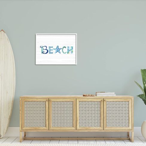 Stupell Industries Beach Letters Typography Sea Life Pebbles Rope, Design by Sharon Lee in Saudi Arabia
