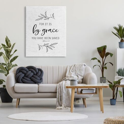 Stupell Industries By Grace Spiritual Verse Phrase Leaf Sprigs, Design by Lettered and Lined in Saudi Arabia