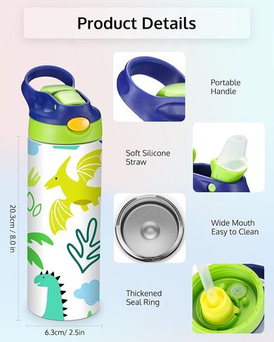 OFFNOVA 16oz Kids Sublimation Tumbler, Kids Sublimation Water Bottle Blank with Handle, Children Sublimation tumblers Cups for Milk, Soda, Juice, Drinks (4 Pack) in Saudi Arabia