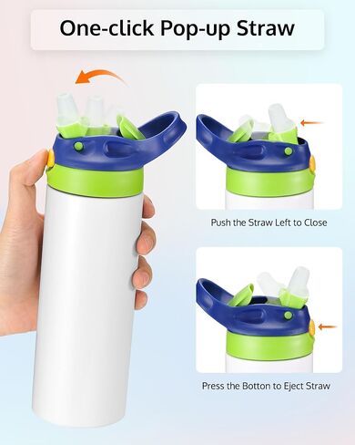 OFFNOVA 16oz Kids Sublimation Tumbler, Kids Sublimation Water Bottle Blank with Handle, Children Sublimation tumblers Cups for Milk, Soda, Juice, Drinks (4 Pack) in Saudi Arabia