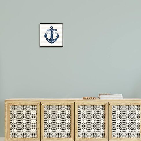 Stupell Industries Striped Anchor Phrase Nautical Beach Illustration, Design by Raquel Maciel in Saudi Arabia