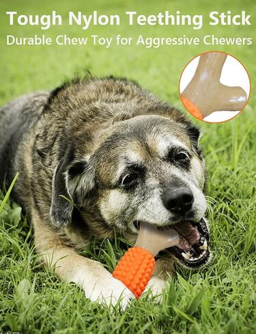 SCHITEC Dog Chew Toy for Aggressive Chewers, Tough Big Nylon & Rubber Teething Stick with Real Maple Wood Flavor for Large Medium Breed in Saudi Arabia