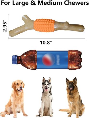 SCHITEC Dog Chew Toy for Aggressive Chewers, Tough Big Nylon & Rubber Teething Stick with Real Maple Wood Flavor for Large Medium Breed in Saudi Arabia