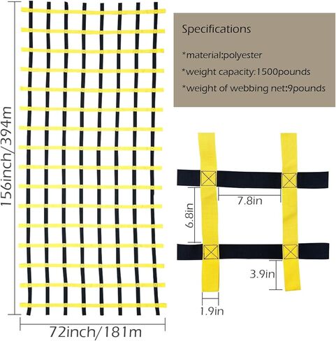 CL CLC13ftx6ft Climbing Cargo Net Yellow&Black(156inchX72inch)- Playground Cargo Net - Climbing Net for Swingset - Indoor Climbing Net - Climbing Ladder in Kuwait