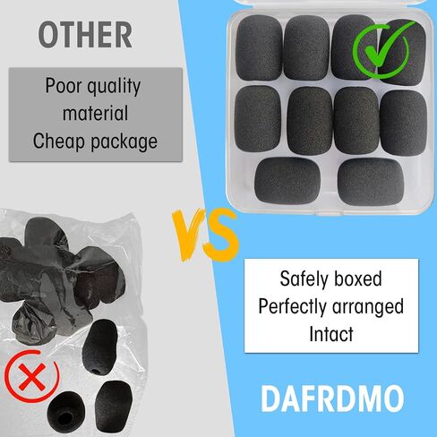 DAFRDMO 10 قطع من الزجاج الأمامي الرغوي صغير الحجم، غطاء ميكروفون لسماعة الرأس، أسود - تقليل الضوضاء والحماية in Saudi Arabia