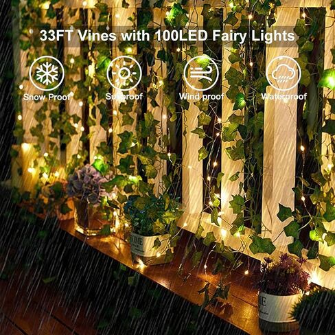 YJFWAL 15 Pack113 FT Artificial Green Ivy Leaf Vines, Fake Vines Greenery Hanging Plant Vine Leaves with Nylon Ties for Bedroom Wall Wedding Party Trellis Fence Pergola Balcony Event Aesthetic Decor in Saudi Arabia