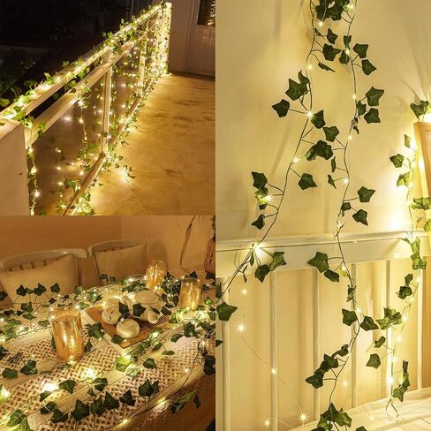 YJFWAL 15 Pack113 FT Artificial Green Ivy Leaf Vines, Fake Vines Greenery Hanging Plant Vine Leaves with Nylon Ties for Bedroom Wall Wedding Party Trellis Fence Pergola Balcony Event Aesthetic Decor in Saudi Arabia