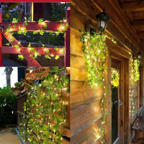 YJFWAL 15 Pack113 FT Artificial Green Ivy Leaf Vines, Fake Vines Greenery Hanging Plant Vine Leaves with Nylon Ties for Bedroom Wall Wedding Party Trellis Fence Pergola Balcony Event Aesthetic Decor in Saudi Arabia