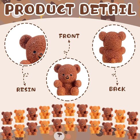 Yousoontic 100 Pcs Resin Bear Cute Miniature Bear Mini Resin Animal Figures Ornaments for Birthday Cake Decor DIY Wedding Party Favor Supplies Stuff Accessories Gift in Saudi Arabia