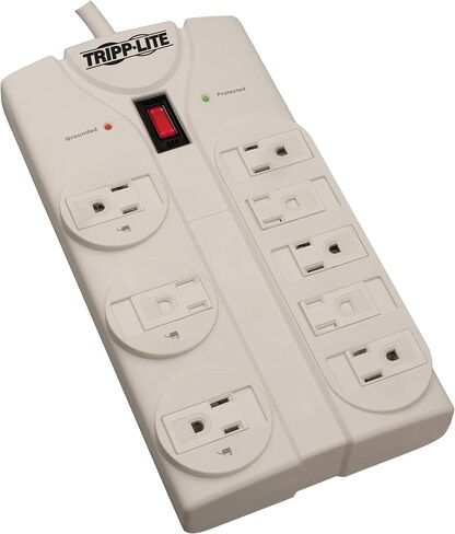 Tripp Lite 8 Outlet Surge Protector Power Strip, Extra Long Cord 25ft, Right-Angle Plug, Lifetime Limited Warranty & Dollar 75K Insurance (TLP825) , White in Saudi Arabia