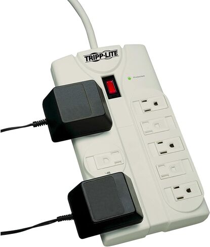 Tripp Lite 8 Outlet Surge Protector Power Strip, Extra Long Cord 25ft, Right-Angle Plug, Lifetime Limited Warranty & Dollar 75K Insurance (TLP825) , White in Saudi Arabia