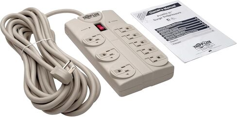 Tripp Lite 8 Outlet Surge Protector Power Strip, Extra Long Cord 25ft, Right-Angle Plug, Lifetime Limited Warranty & Dollar 75K Insurance (TLP825) , White in Saudi Arabia