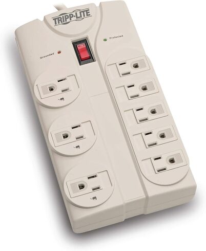 Tripp Lite 8 Outlet Surge Protector Power Strip, Extra Long Cord 25ft, Right-Angle Plug, Lifetime Limited Warranty & Dollar 75K Insurance (TLP825) , White in Saudi Arabia