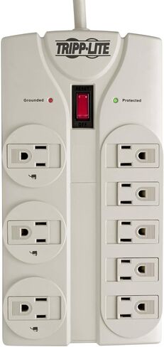 Tripp Lite 8 Outlet Surge Protector Power Strip, Extra Long Cord 25ft, Right-Angle Plug, Lifetime Limited Warranty & Dollar 75K Insurance (TLP825) , White in Saudi Arabia