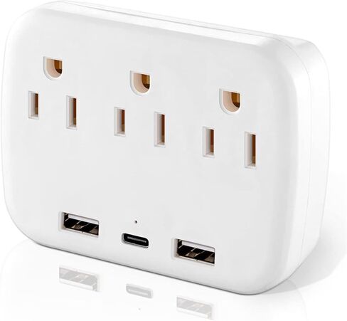 Ievuneuio Cruise Strip Power No Surge Protector مع USB، موسع منافذ التوصيل المتعدد 3 منافذ و 3 منافذ USB (1 USB C)، موزع منافذ الحائط من Cruise Essentials للرحلات البحرية والسفر والمكتب المنزلي in Kuwait